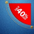 Denim pocket and sale forty off Royalty Free Stock Photo