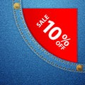 Denim pocket and sale ten off Royalty Free Stock Photo