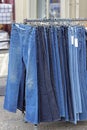 Denim at Rail Royalty Free Stock Photo
