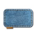 Denim rectangle shape with stitches. Jeans patch with seam. Royalty Free Stock Photo