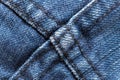 Denim or rough cotton fabric or jeans material with the stitched seam
