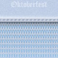 Denim seamless texture with white and blue rhombus Argyle pattern and lace mesh. Oktoberfest beer festival background. Royalty Free Stock Photo