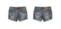 Denim shorts for female isolated on white background, with clipping path. front and back view Royalty Free Stock Photo