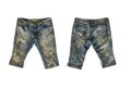 Denim shorts for female isolated on white background, with clipping path. front and back view Royalty Free Stock Photo