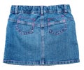 Denim skirt in blue isolated over white background. Mini. Close-up Royalty Free Stock Photo