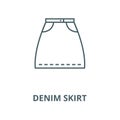 Denim skirt line icon, vector. Denim skirt outline sign, concept symbol, flat illustration