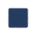 Denim square shape with stitches. Torn jean patch with seam. Vector realistic illustration on white background