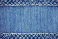 Denim texture background, jeans braided strap border Royalty Free Stock Photo