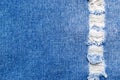Denim texture. Blue jeans textile pattern with copy space for material fashion background. Indigo fabric cloth in close