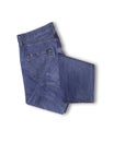 Denim texture in close up view with copy space isolate on white background with clipping path. Blue jeans pattern no seam with Royalty Free Stock Photo