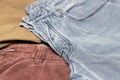 Denim texture in different colors. Denim jeans background Royalty Free Stock Photo