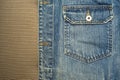 Denim texture with metal rivet pocket