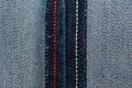 Denim texture with red seam for jeans background Royalty Free Stock Photo