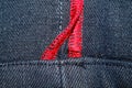 Denim texture with red seam for jeans background Royalty Free Stock Photo