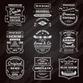 Denim typography chalkboard emblems set