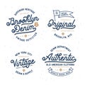 Denim typography t-shirt design set. Vector vintage illustration.