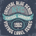 Denim typography, t-shirt graphics