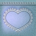 Denim Valentines day background. Embroidered Jeans heart.