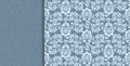 Denim vector floral lace in indigo abstract style on blue background. Decorative floral seamless pattern. Royalty Free Stock Photo