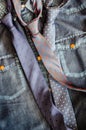 Denim vintage shirt with three ties