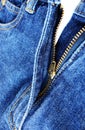 Denim zipper close up Royalty Free Stock Photo