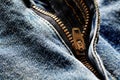 Denim Zipper on Old Jeans Royalty Free Stock Photo