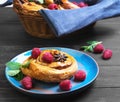 Denish Biscuits with raspberries Royalty Free Stock Photo