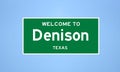 Denison, Texas city limit sign. Town sign from the USA.