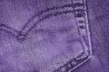 A denium purple jean pocket texture Royalty Free Stock Photo