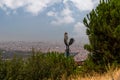 Denizli, Turkey - August 27 2021: The giant metal rooster, which was built in the urban forest and is the symbol of Denizli City Royalty Free Stock Photo