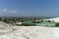 Denizli, Turkey. - July 20.2019. View of the snow-white Pamukkale