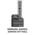 Denmark, Aarhus, Aarhus City Hall travel landmark vector illustration