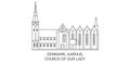 Denmark, Aarhus, Church Of Our Lady travel landmark vector illustration