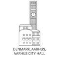 Denmark, Aarhus, Aarhus City Hall travel landmark vector illustration