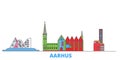 Denmark, Aarhus line cityscape, flat vector. Travel city landmark, oultine illustration, line world icons