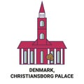 Denmark, Christiansborg Palace travel landmark vector illustration