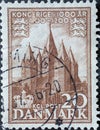 DENMARK - CIRCA 1953: A postage stamp from Denmark showing the church of Kalundborg Zealand