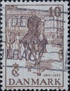 DENMARK - CIRCA 1937: A postage stamp from Denmark showing KÃÂ¶nigk Christian X. on horseback for the government anniversary