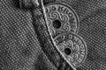 Denmark coins denomination is 5 and 2 krone crown in the pocket of old denim jeans, monochrome shot Royalty Free Stock Photo