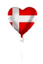 Denmark concept. Balloon with Danish flag isolated on white background. Education, charity, emigration, travel and learning Royalty Free Stock Photo