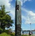 Denmark, Copenhagen, the Amalie Garden (Amaliehaven), one of the four columns flanking the fountain of Amalie Gardens