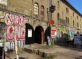 Denmark, Copenhagen, Christianshavn, Christiania, graffiti on the building Royalty Free Stock Photo