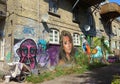 Denmark, Copenhagen, Christianshavn, Christiania, street graffiti on the walls of houses Royalty Free Stock Photo