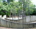 Denmark, Copenhagen, Garden of Senses Faelledparken, playground with pointed wooden pegs Royalty Free Stock Photo