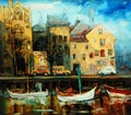 Denmark, Copenhagen, Illustration, painting by oil on canvas