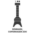 Denmark, Copenhagen Zoo travel landmark vector illustration