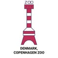 Denmark, Copenhagen Zoo travel landmark vector illustration