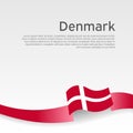 Denmark flag background. Denmark flag color wavy ribbon on a white background. National poster design. State danish patriotic Royalty Free Stock Photo