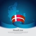 Denmark flag background. Danish national poster. Denmark flag, mosaic map on a blue white background. Vector design state Royalty Free Stock Photo