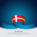 Denmark flag background. Danish national poster. Denmark flag with wavy ribbon on a blue white background. Vector design state Royalty Free Stock Photo